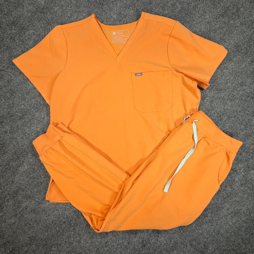 FIGS Catarina Zamora Scrub Set Womens XXL/XL Orange V-Neck Jogger clean 0905